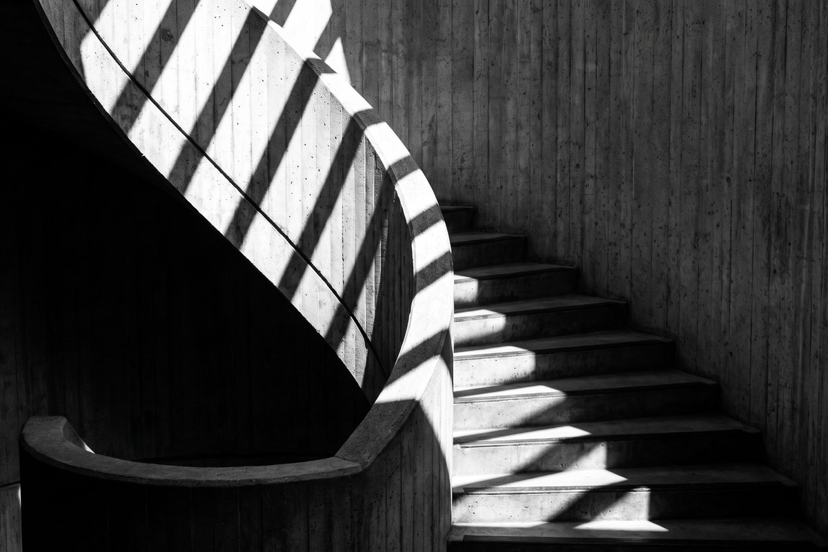 A flight of stairs in soft light